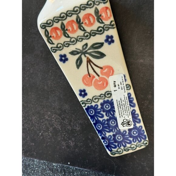 Polish Pottery Pie Server Peach Floral Boleslawiec Ceramika Artystyczna Unikat - Picture 5 of 5